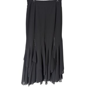 Vintage Whimsigoth Black Maxi Skirt Sz 12 Asymmetrical Fairy Grunge Goth Witchy